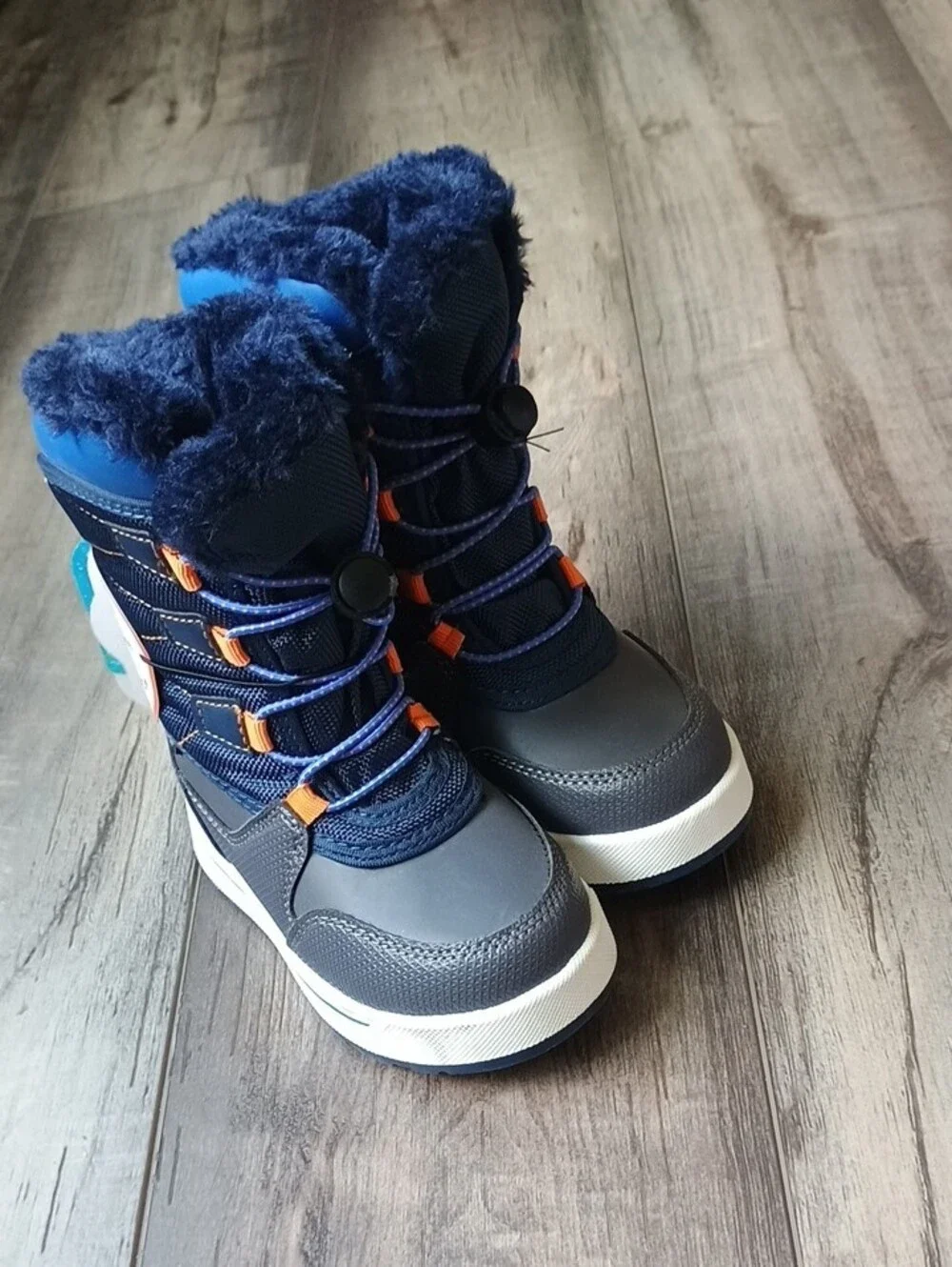 wonder nation Navy Blue and Gray Kids Snow Boots